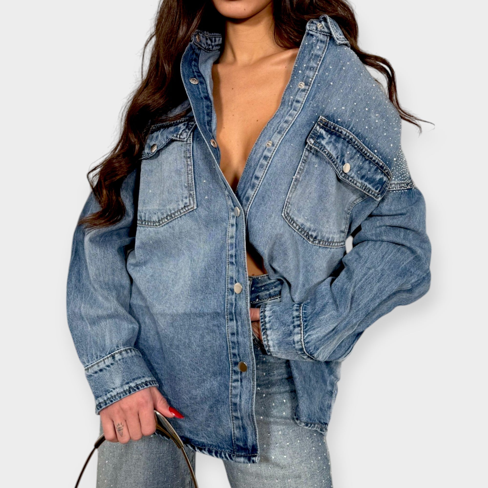 OVERSHIRT SEM ALBA IN DENIM DIAMOND RAIN OVER FIT