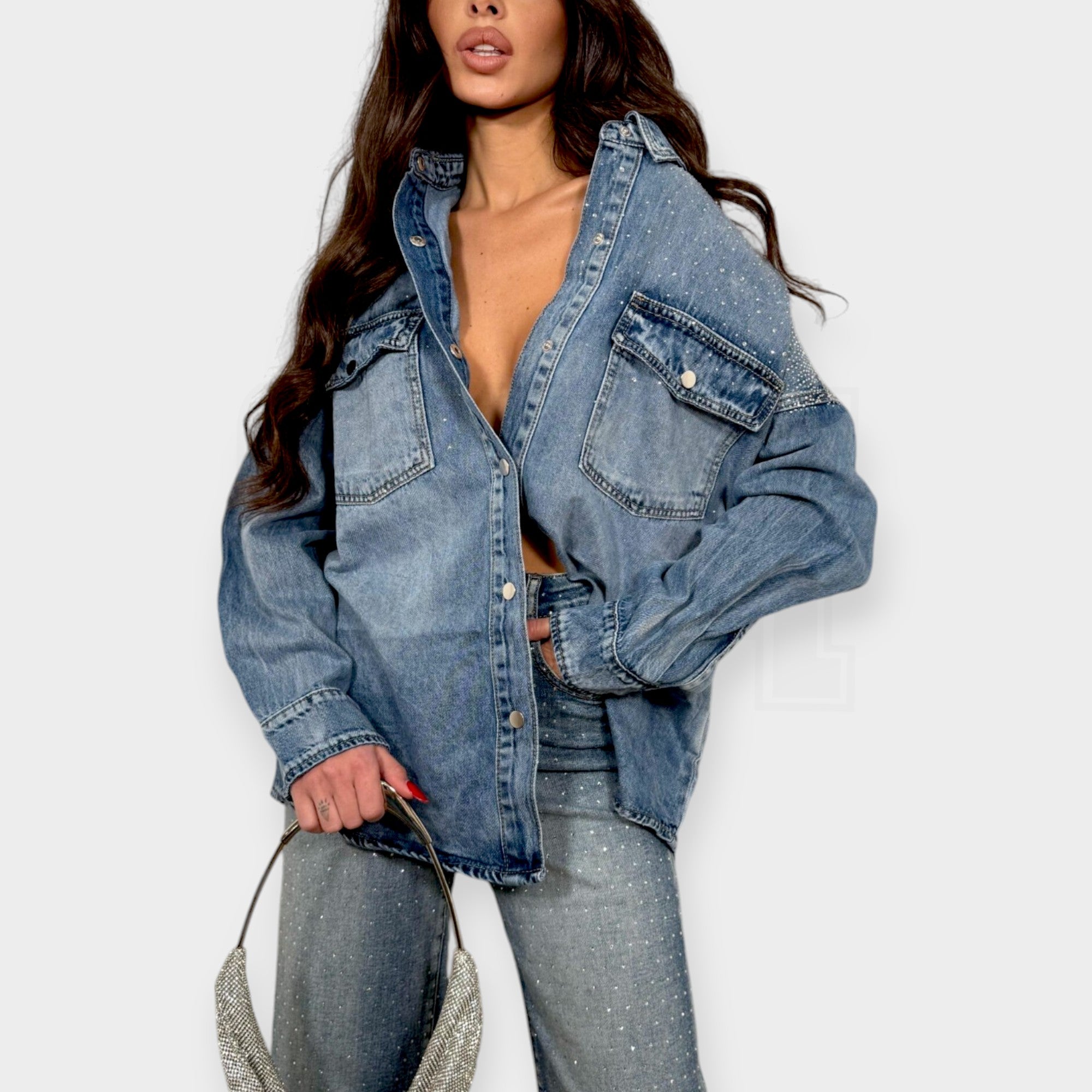 OVERSHIRT SEM ALBA IN DENIM DIAMOND RAIN OVER FIT