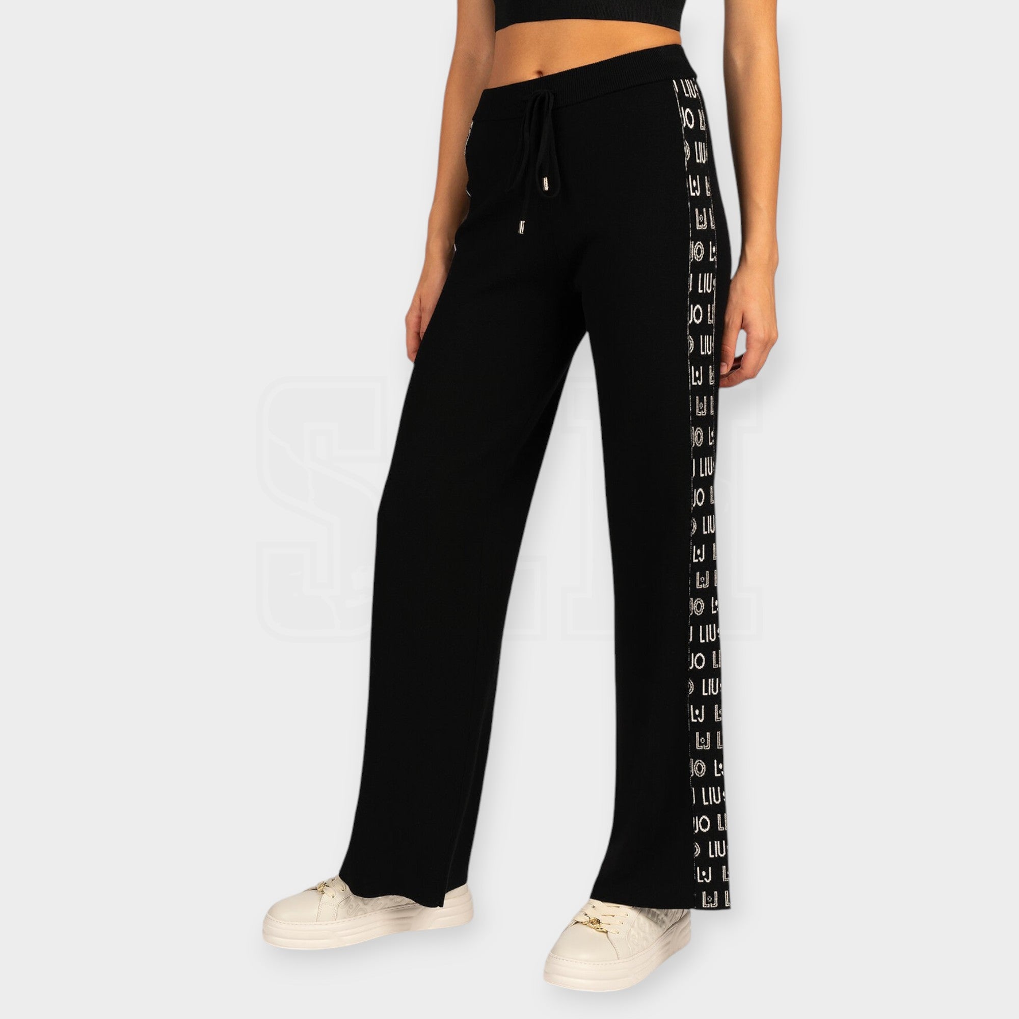 PANTALONE LIUJO IN MAGLIA A PALAZZO LOGO LATERALE