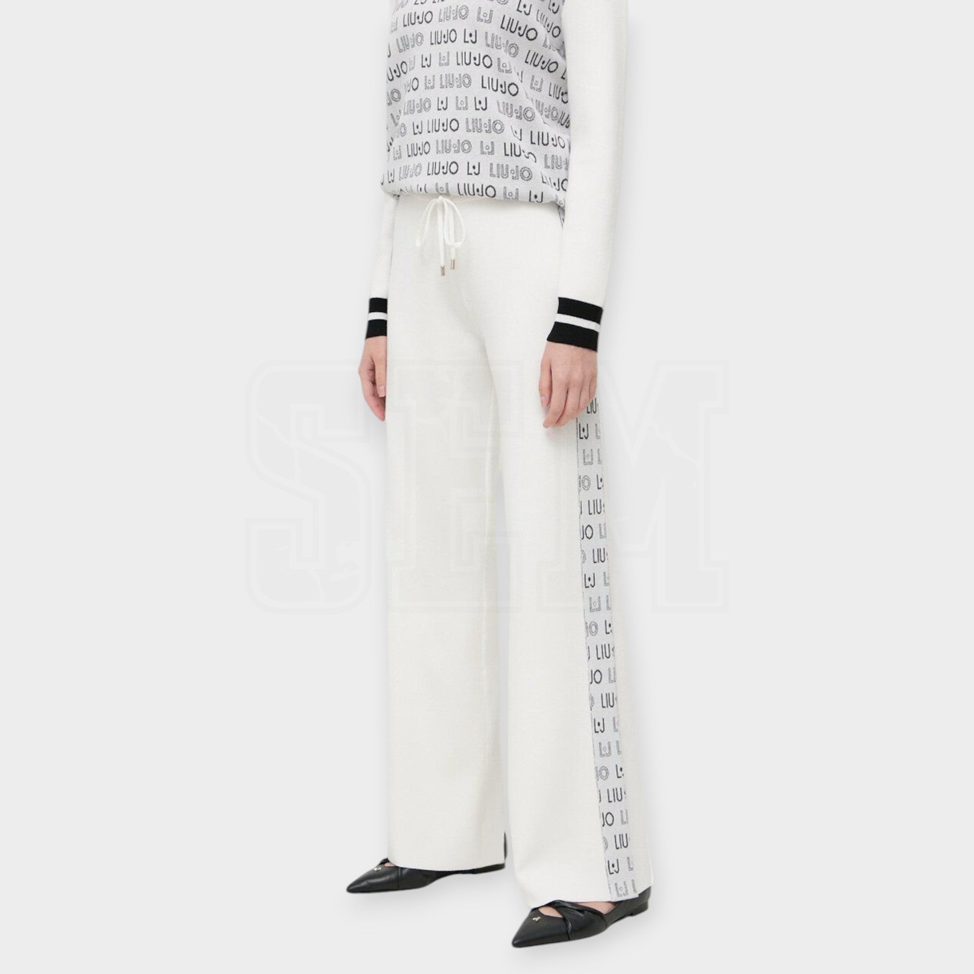 PANTALONE LIUJO IN MAGLIA A PALAZZO LOGO LATERALE