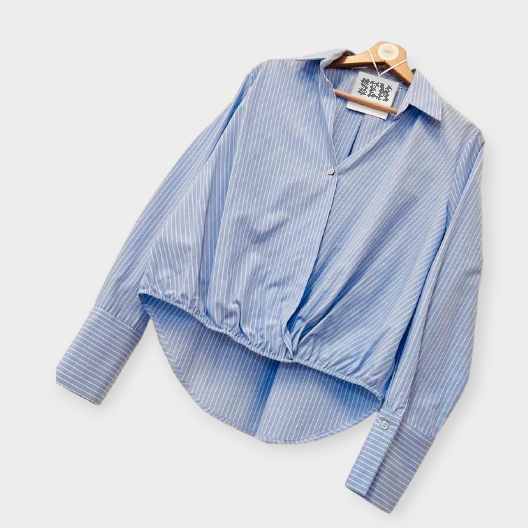 CAMICIA SEM ANDRA  BACCHETTATA CON ELASTICO E DIETRO LUNGO