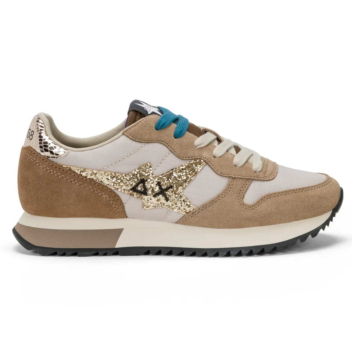 SNEAKERS SUN68 STARGIRL GLITTER LOGO BEIGE
