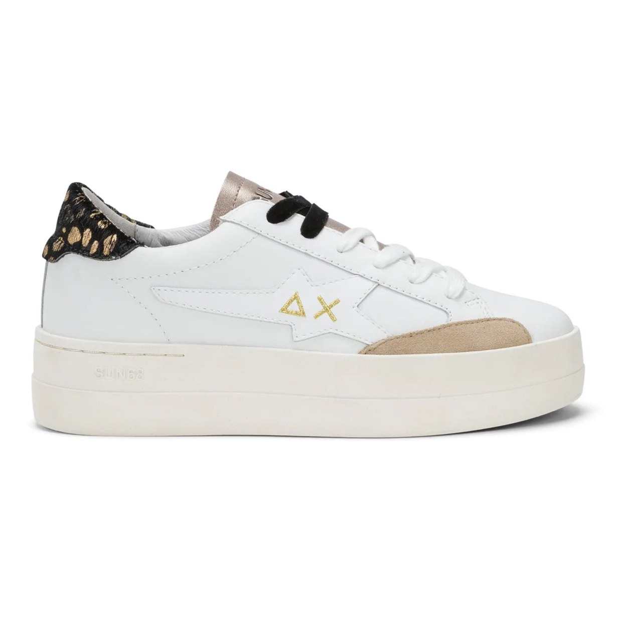 SNEAKERS SUN68 BIG KATY LEATHER BIANCO E ORO