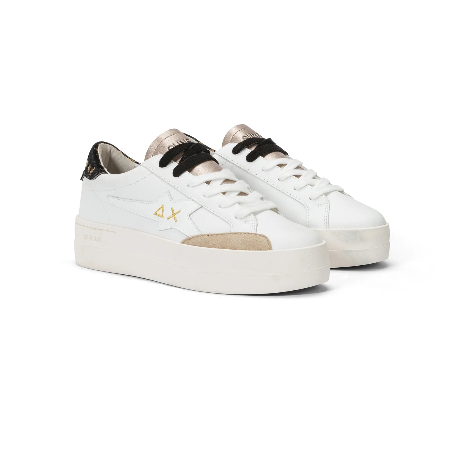 SNEAKERS SUN68 BIG KATY LEATHER BIANCO E ORO