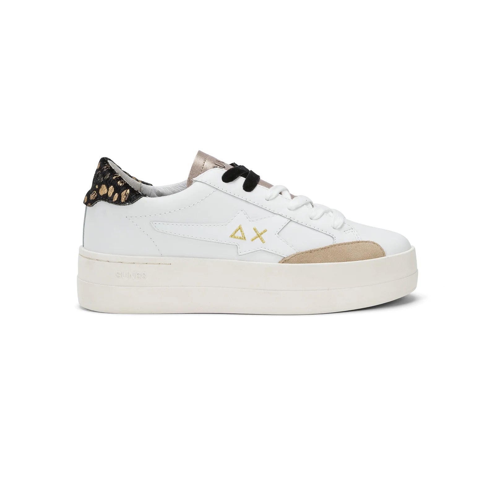 SNEAKERS SUN68 BIG KATY LEATHER BIANCO E ORO