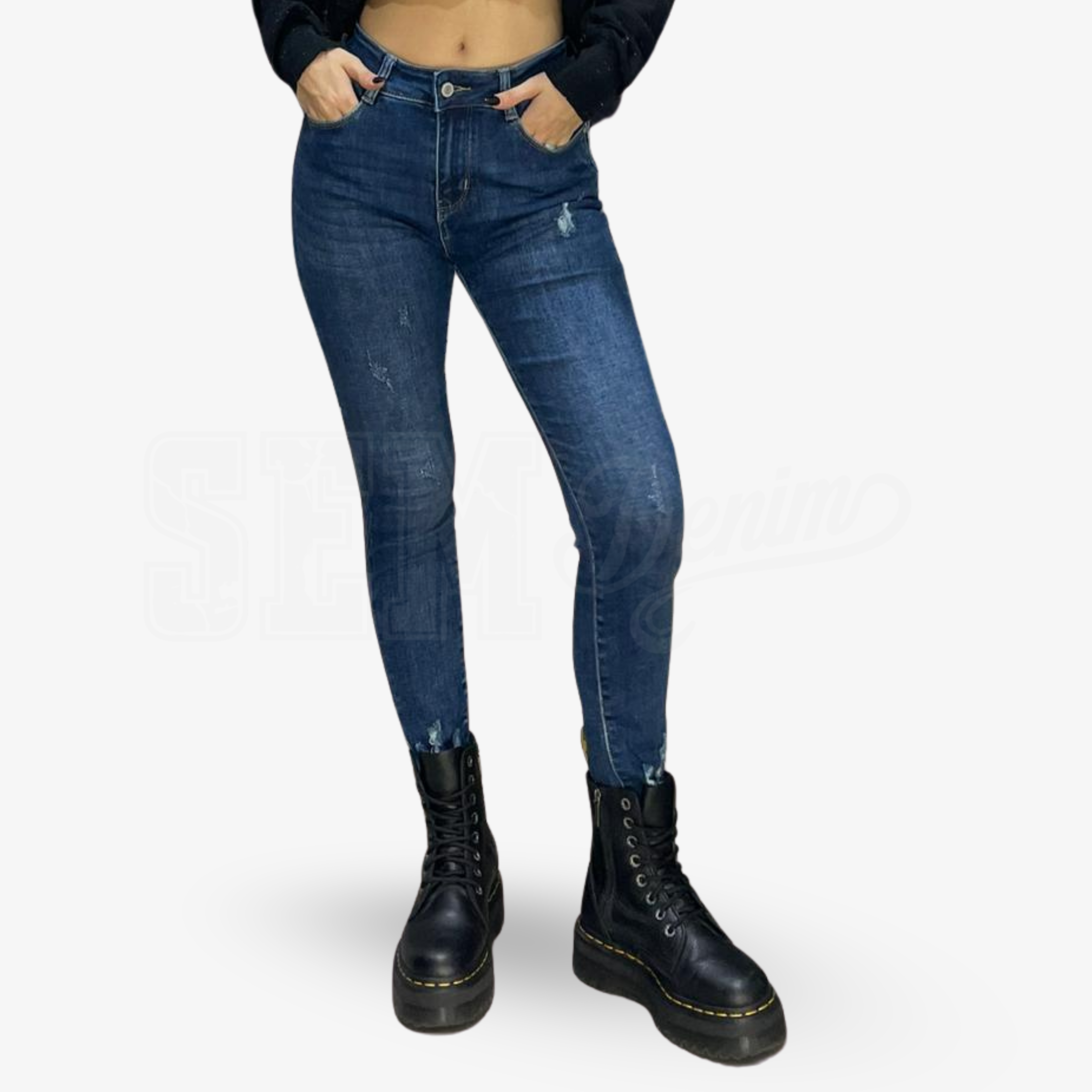 JEANS SEM ADRIANA SKINNY PUSH UP MICROROTTURE F. STRAPPATO