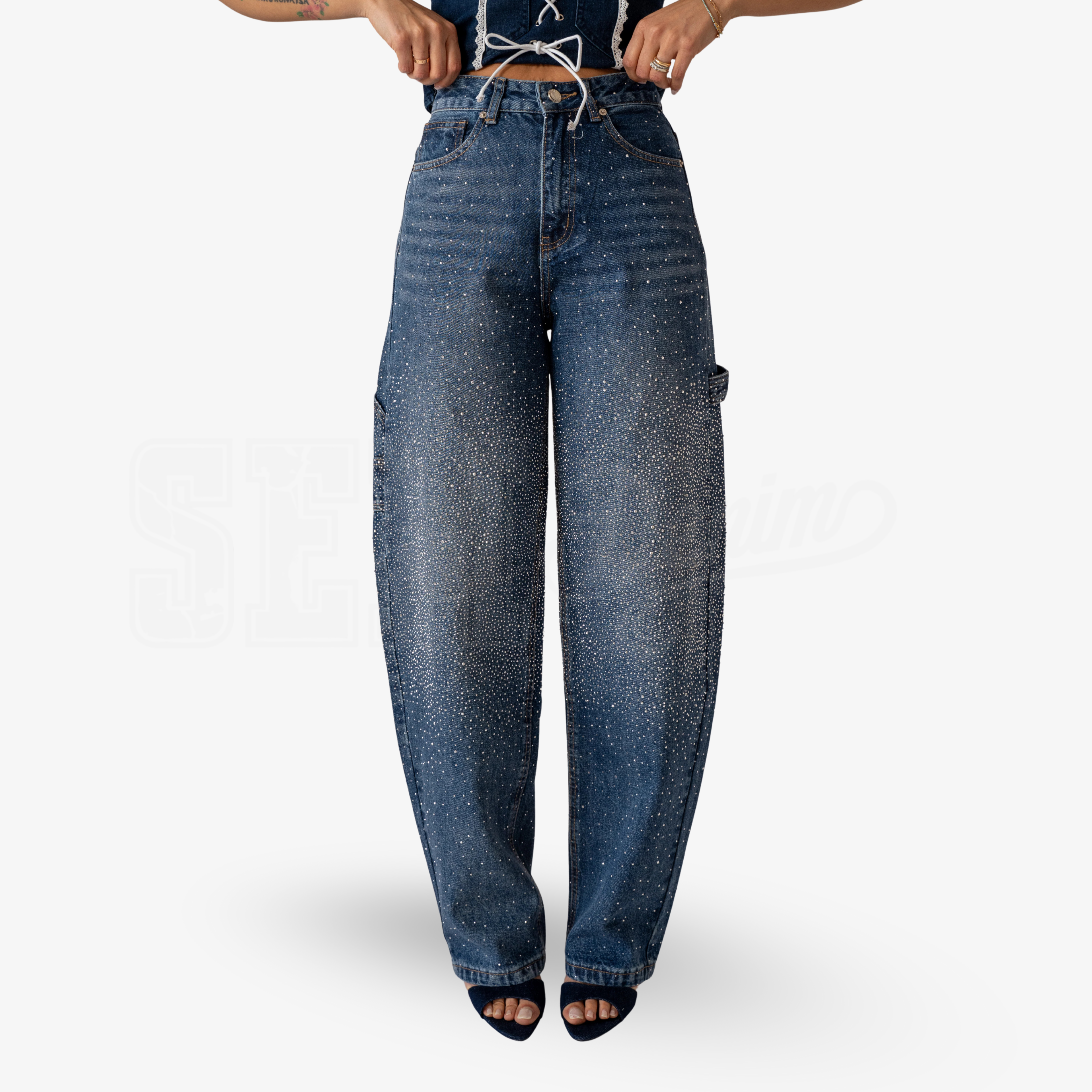 JEANS SEM AGOSTINA BALOON CARPENTER CENTER DIAMOND RAIN WASH