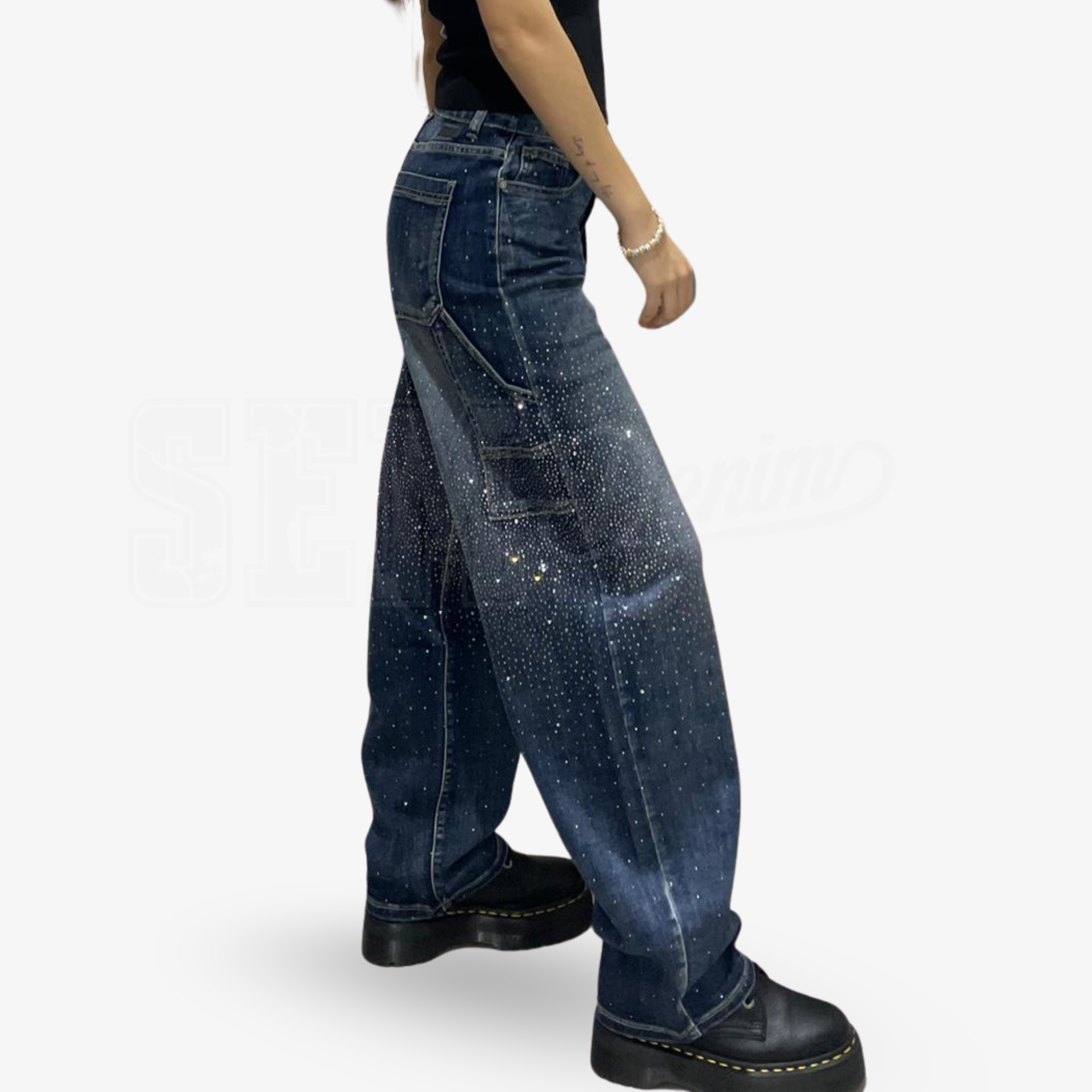 JEANS SEM AGOSTINA BALOON CARPENTER CENTER DIAMOND RAIN WASH