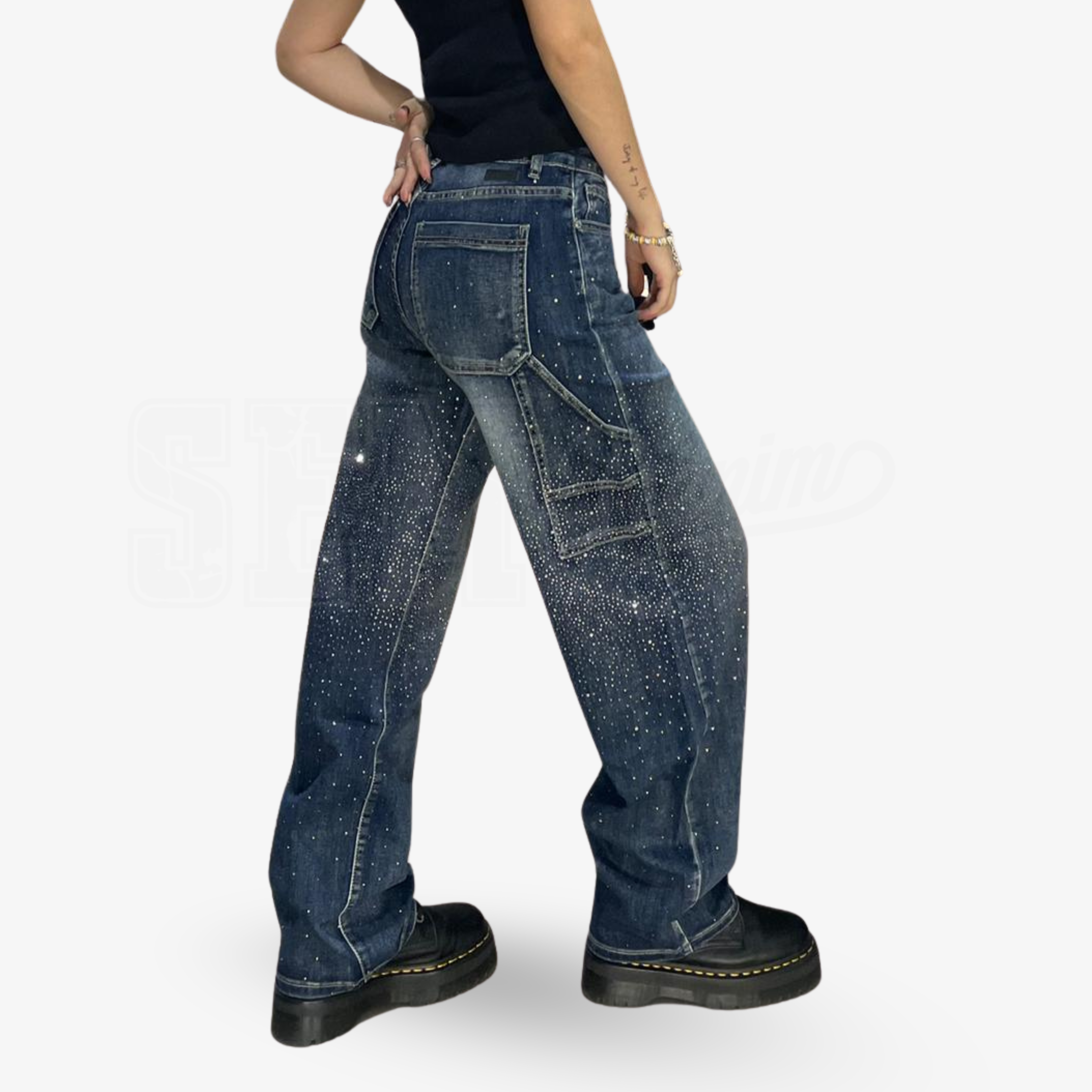 JEANS SEM AGOSTINA BALOON CARPENTER CENTER DIAMOND RAIN WASH