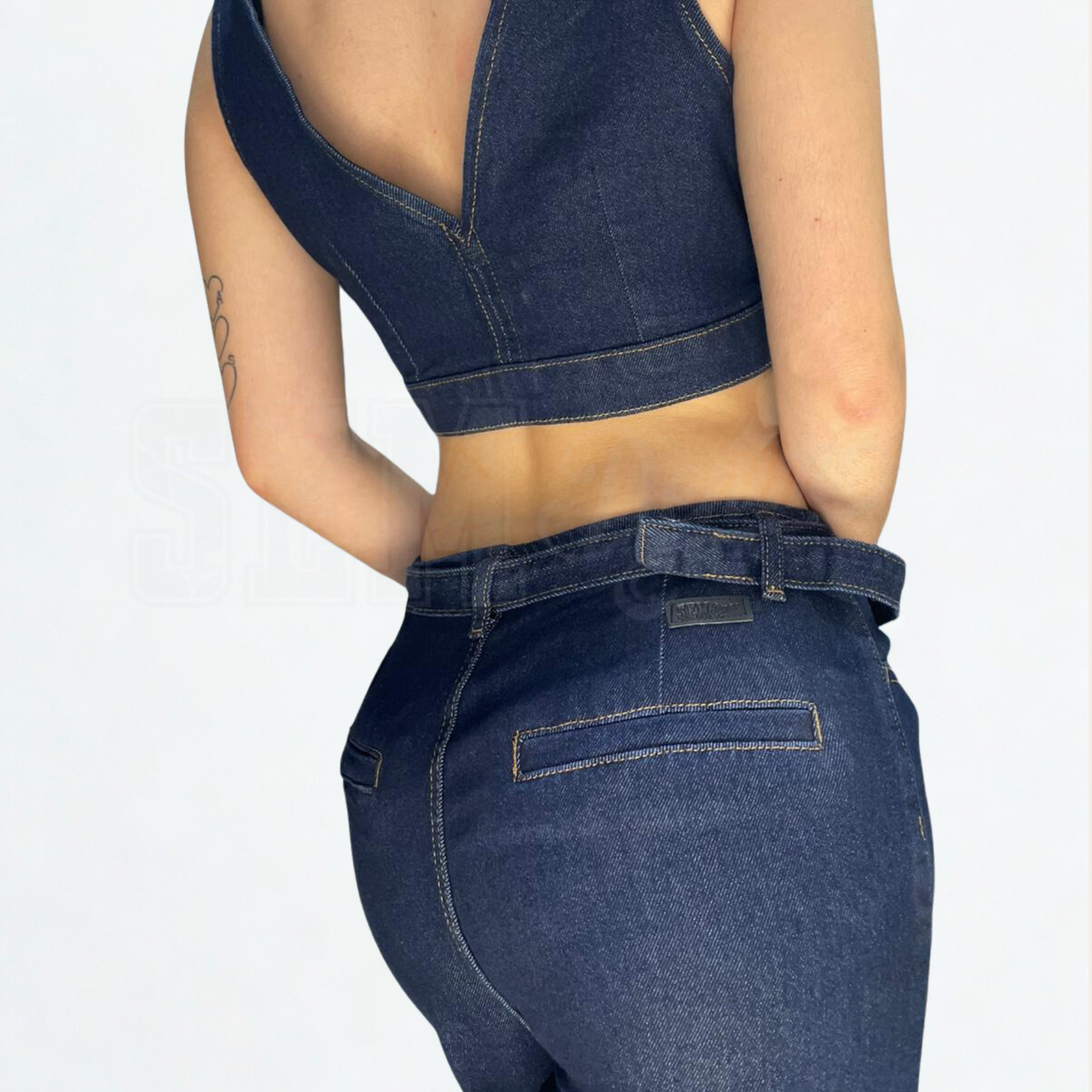JEANS SEM ASIA WIDE FIT  PULITO CON CINTA DENIM SCURO