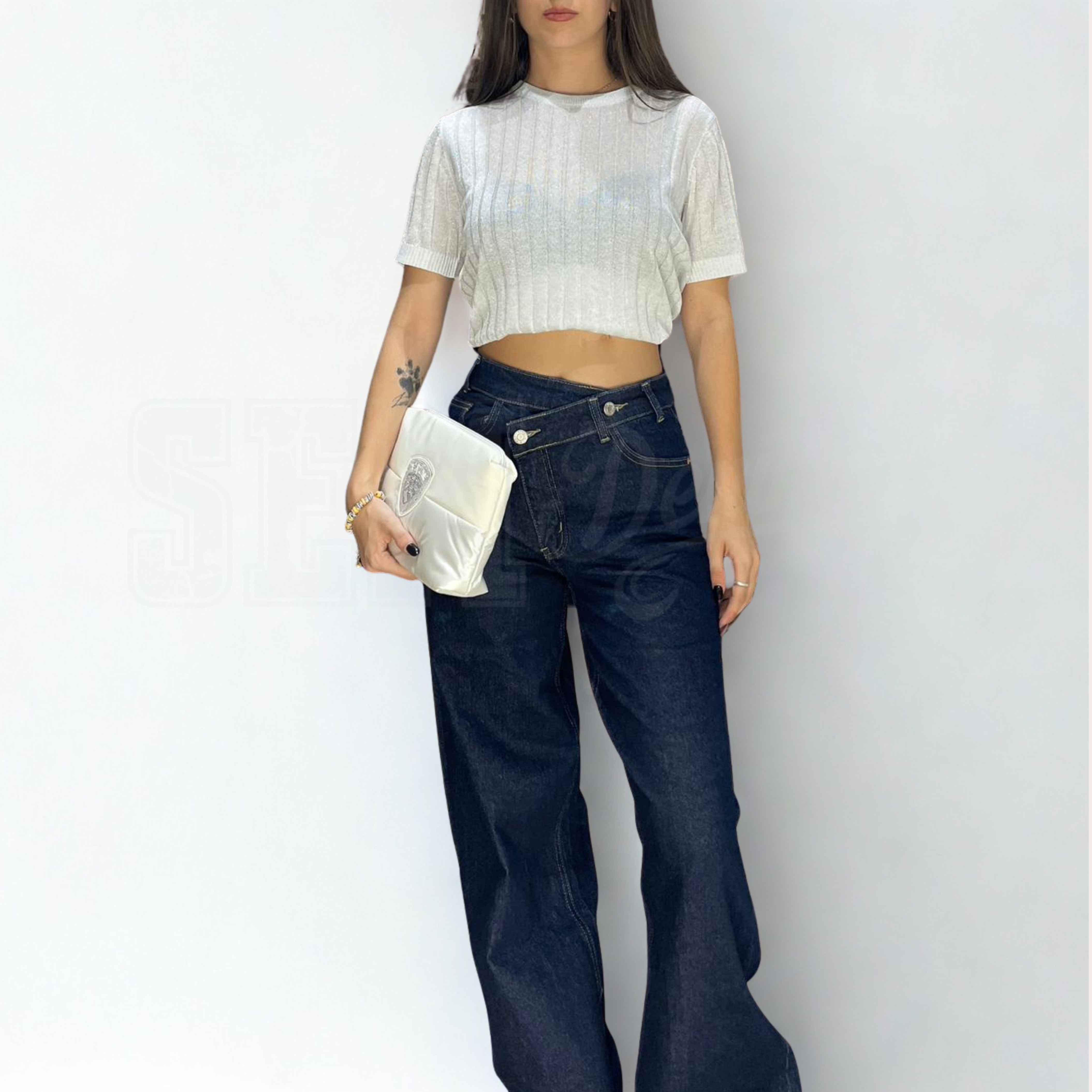 JEANS SEM CATIA WIDE FIT CHIUSURA STORTA V.ALTA LAV. SCURO