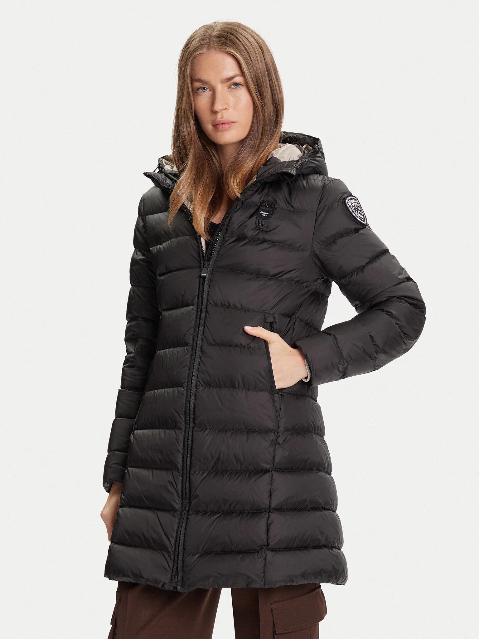 PIUMINO LUNGO BLAUER AGNES INT. PIUMA LOGO STRASS