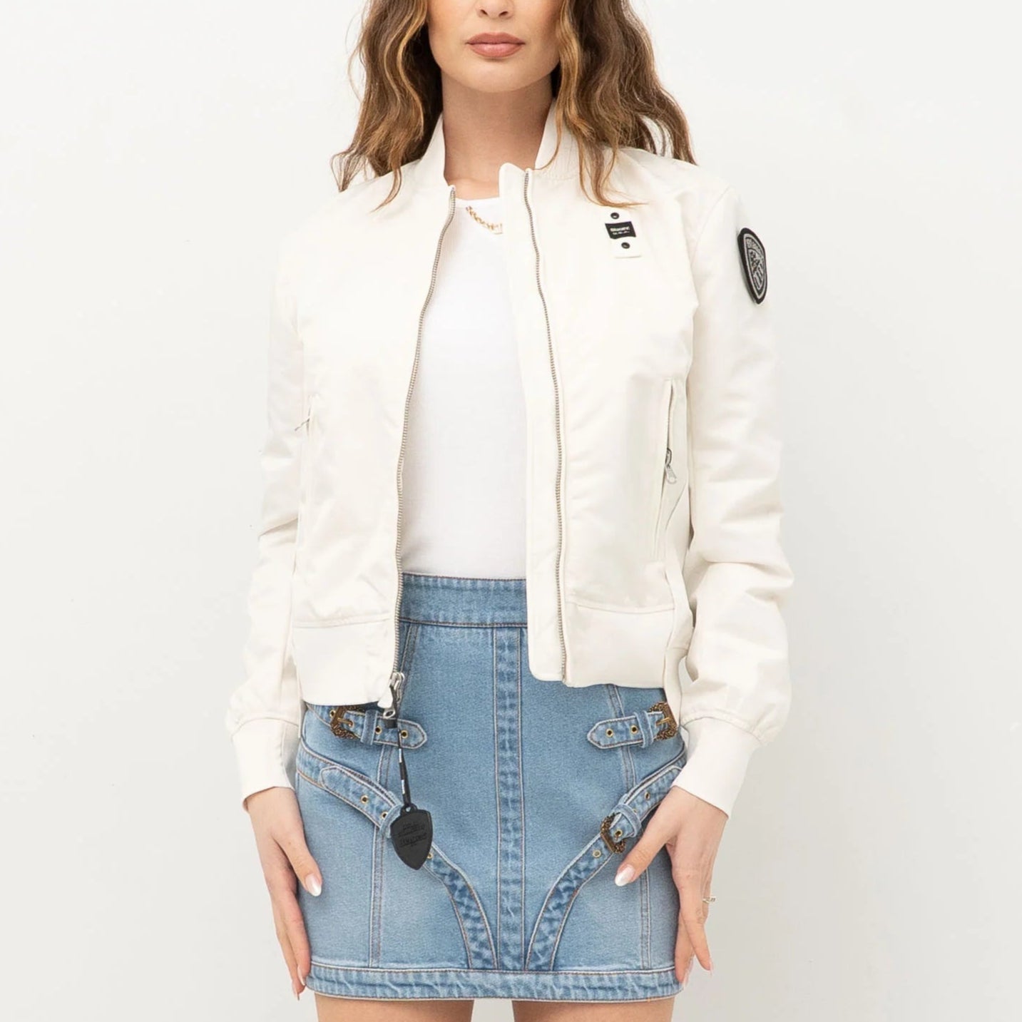 GIUBBINO BLAUER LAURIE BOMBER CROP OVER SFODERATO