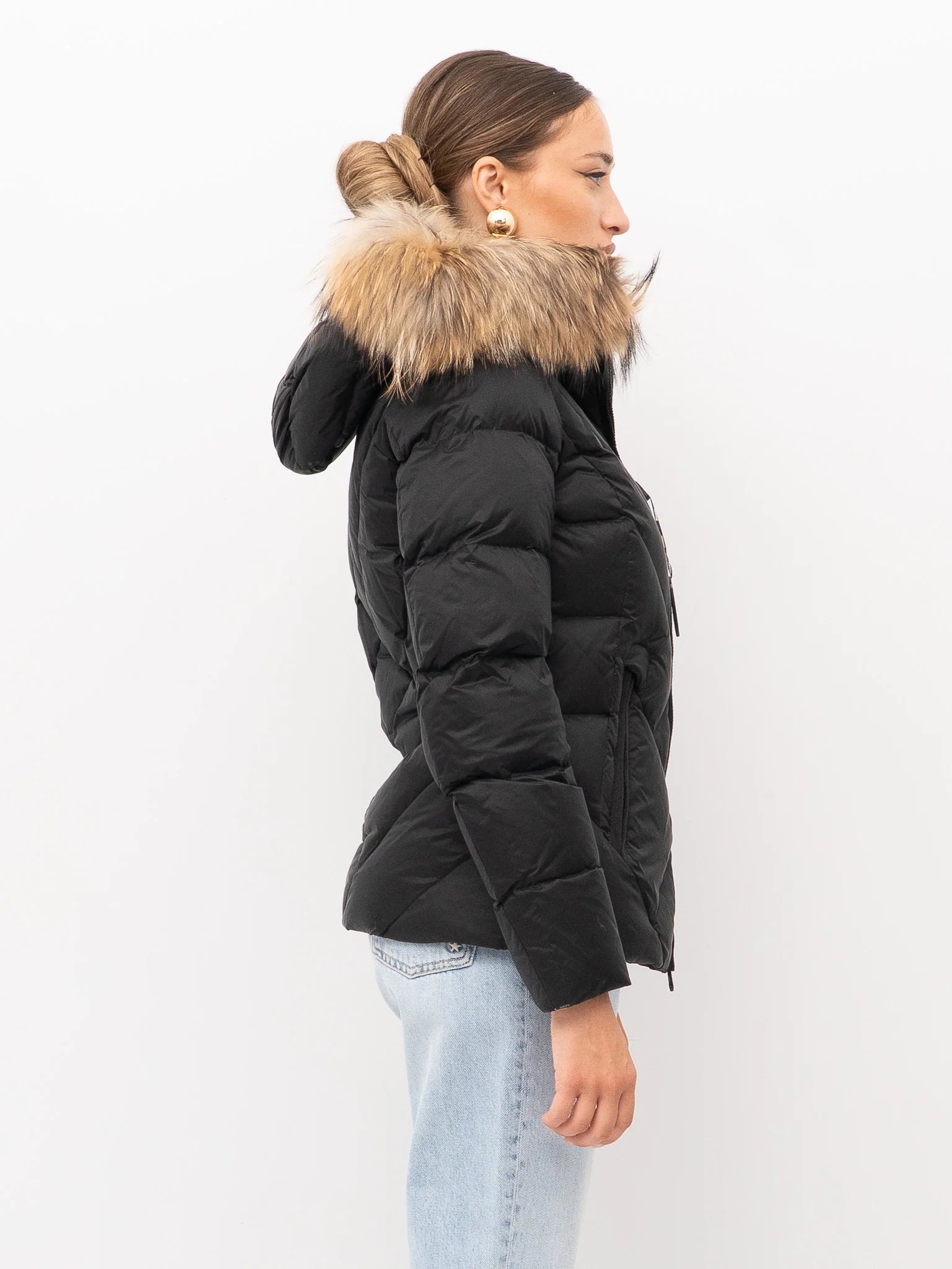 PIUMINO BLAUER ALICIA 3QUARTI IMB. PIUMA CON PELO TRAMA SLIM