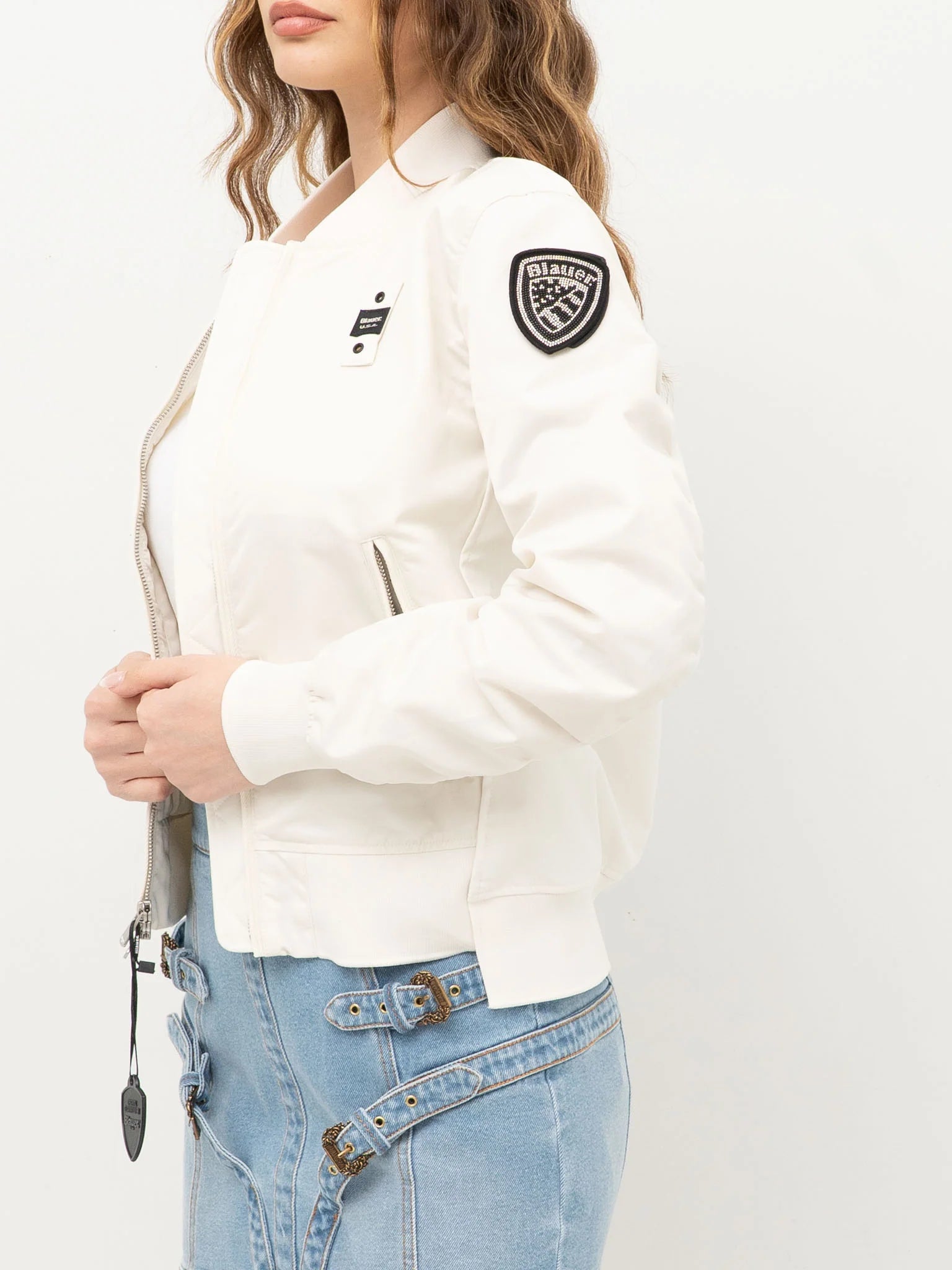GIUBBINO BLAUER LAURIE BOMBER CROP OVER SFODERATO