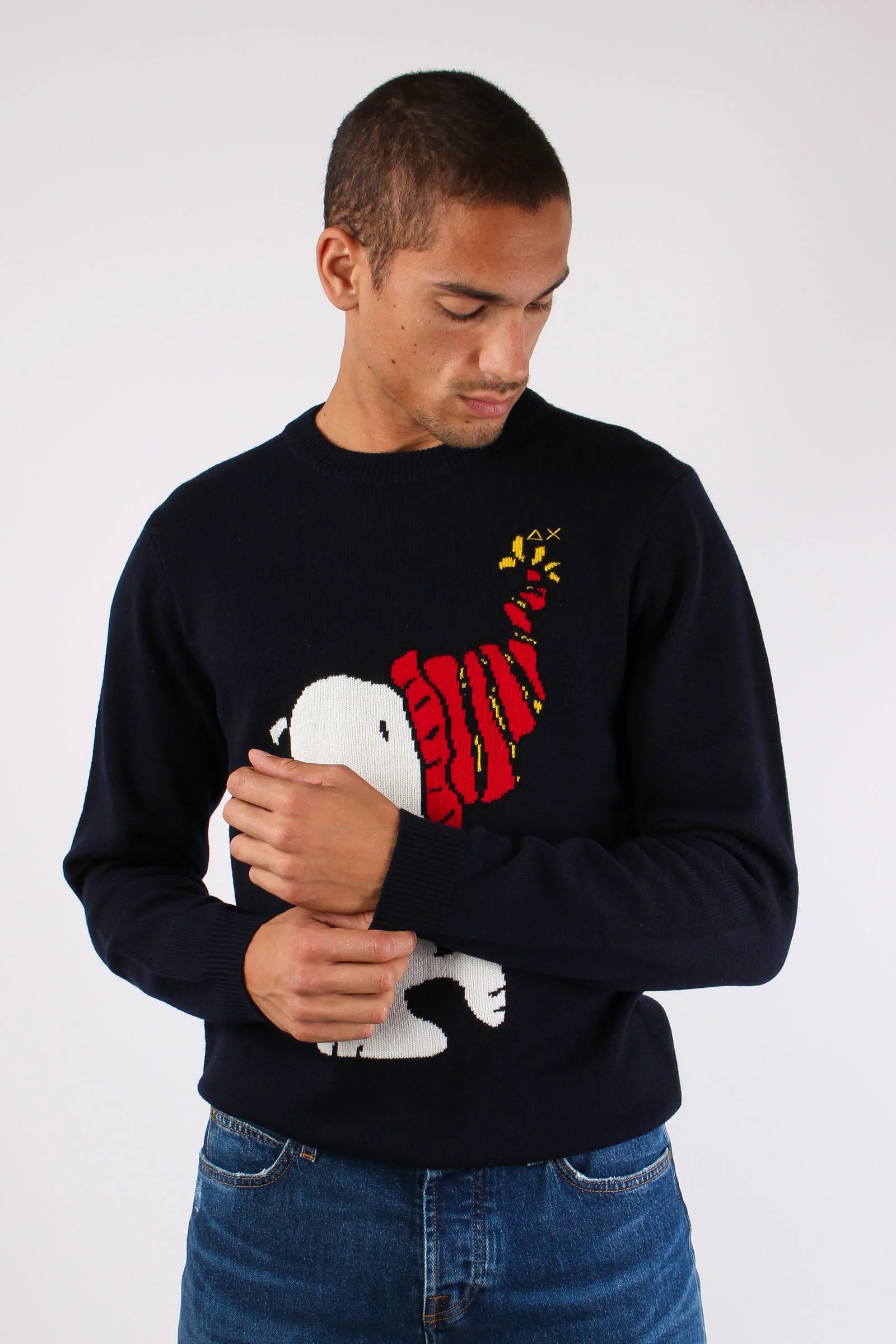 MAGLIONE SUN68 X PEANUTS GIROCOLLO SNOOPY ON CHEST LANA