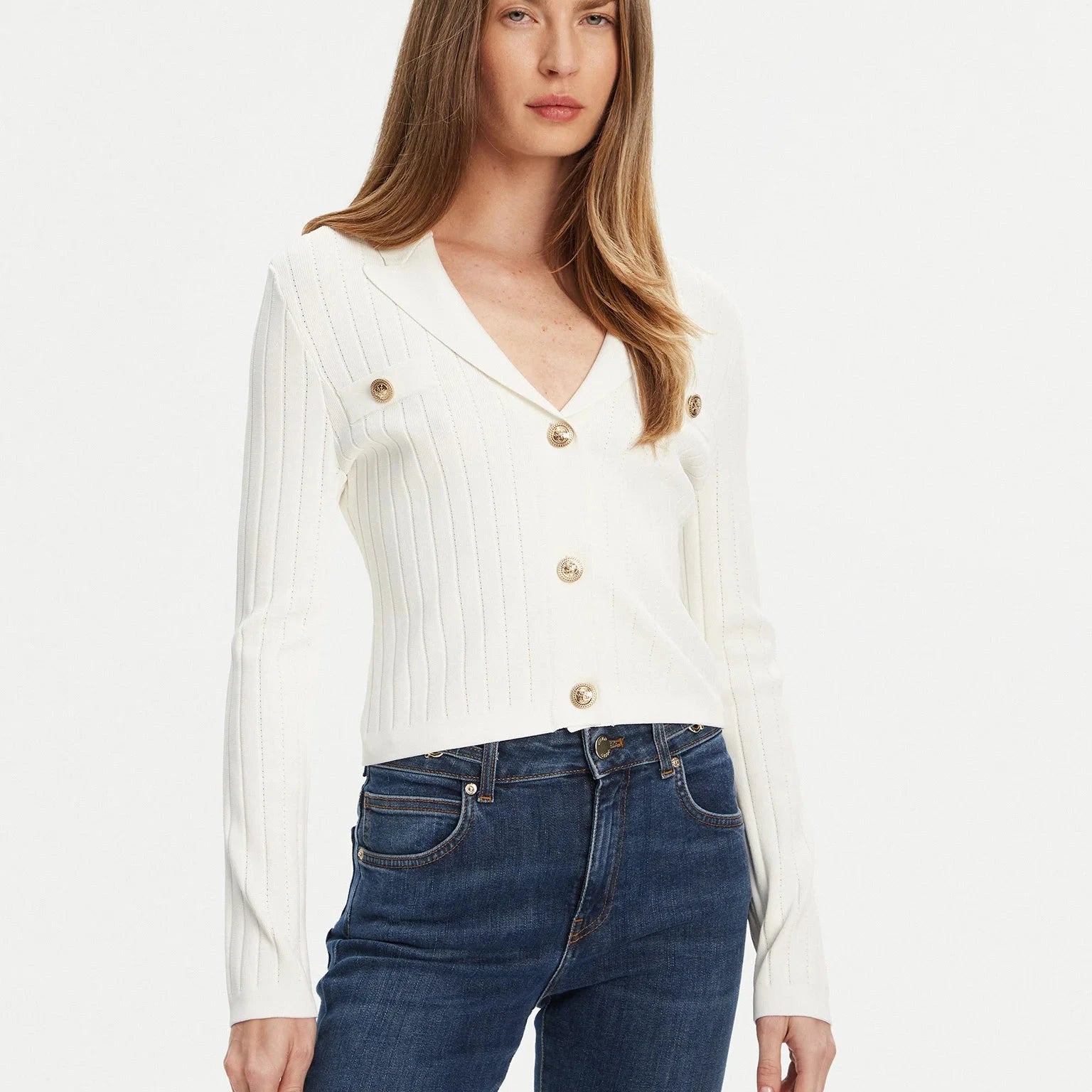 GIACCA GUESS FELICITY CON LAVORAZIONE E BOTTONI INCONTRAST