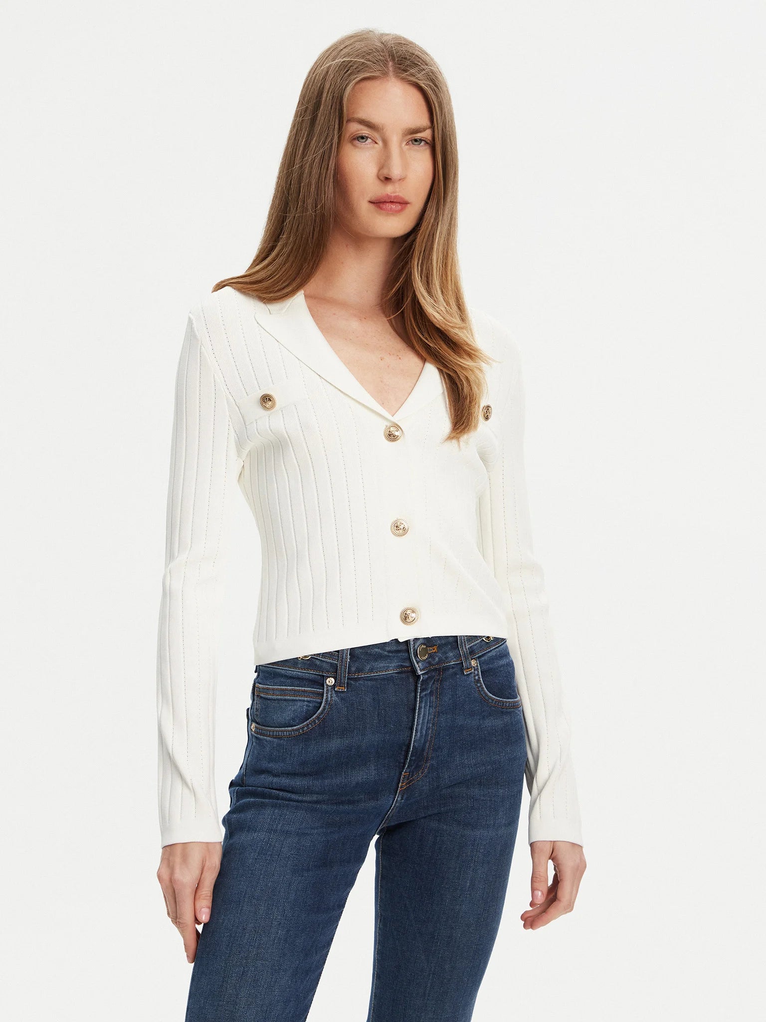 GIACCA GUESS FELICITY CON LAVORAZIONE E BOTTONI INCONTRAST