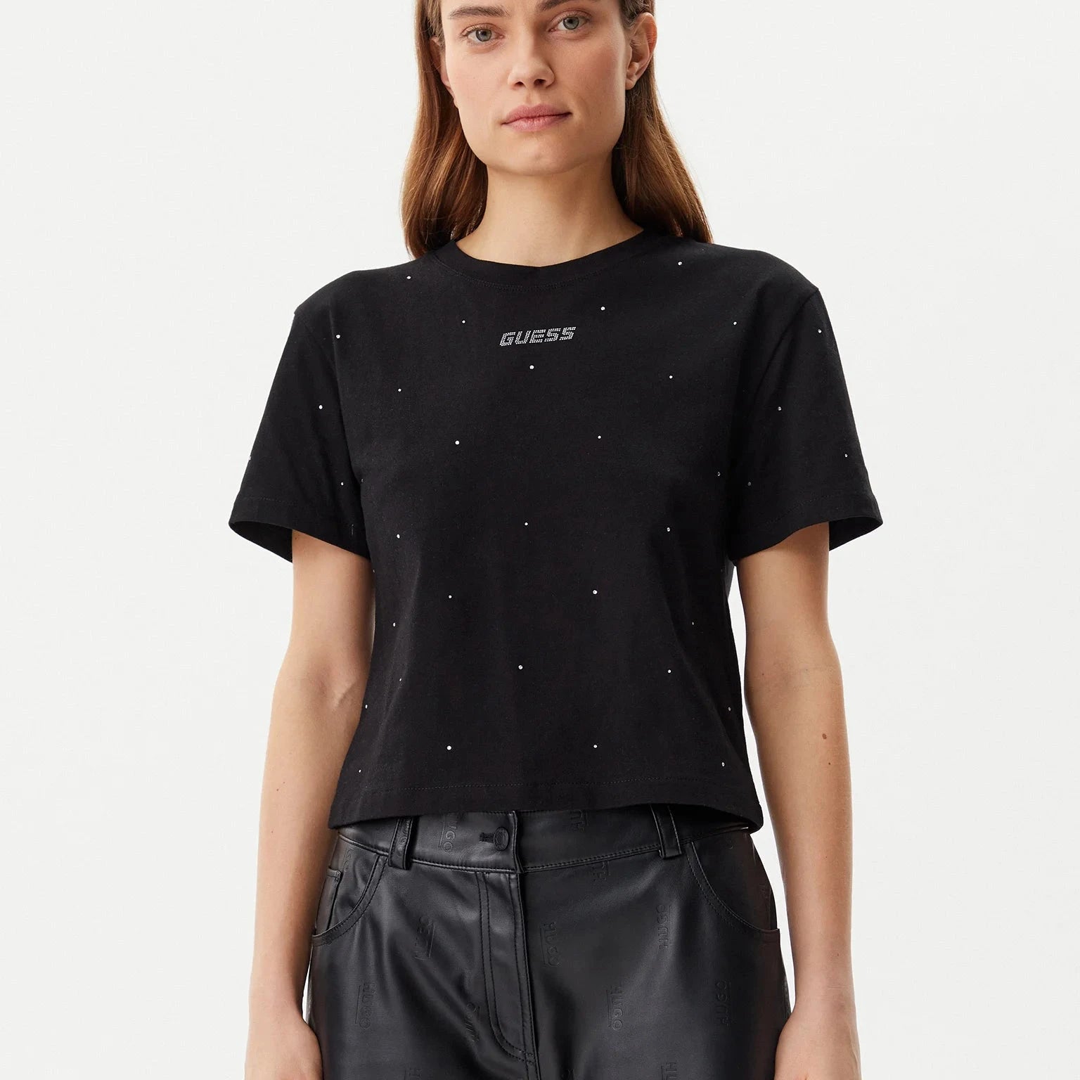 TSHIRT GUESS CROP PRIMULA RHINESTONES