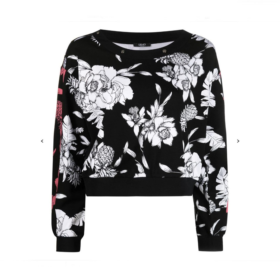 FELPA LIUJO CHIUSA CON BORCHIE CROP FLOWERS