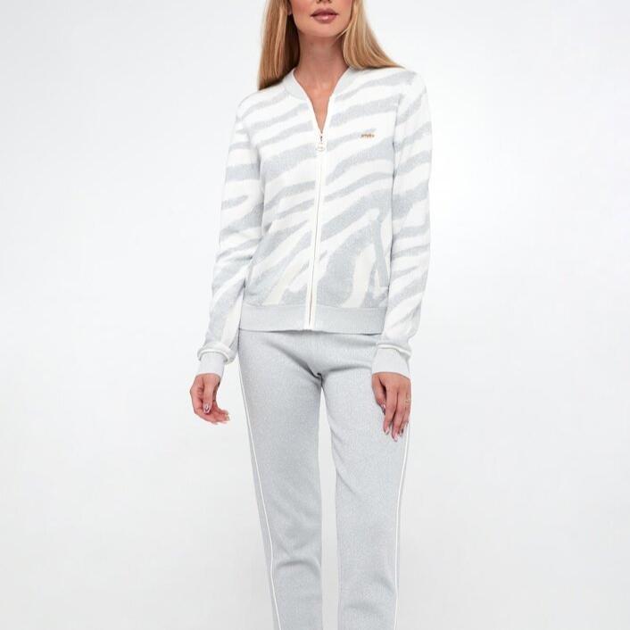 FELPA LIUJO IN MAGLIA LUREX FULL ZIP ZEBRA