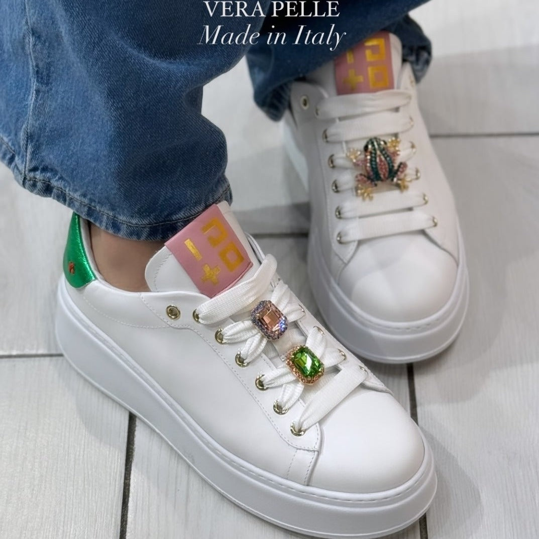 SNEAKERS PIA GIOPIU' WHITE GREEN ROSA RANOCCHIA