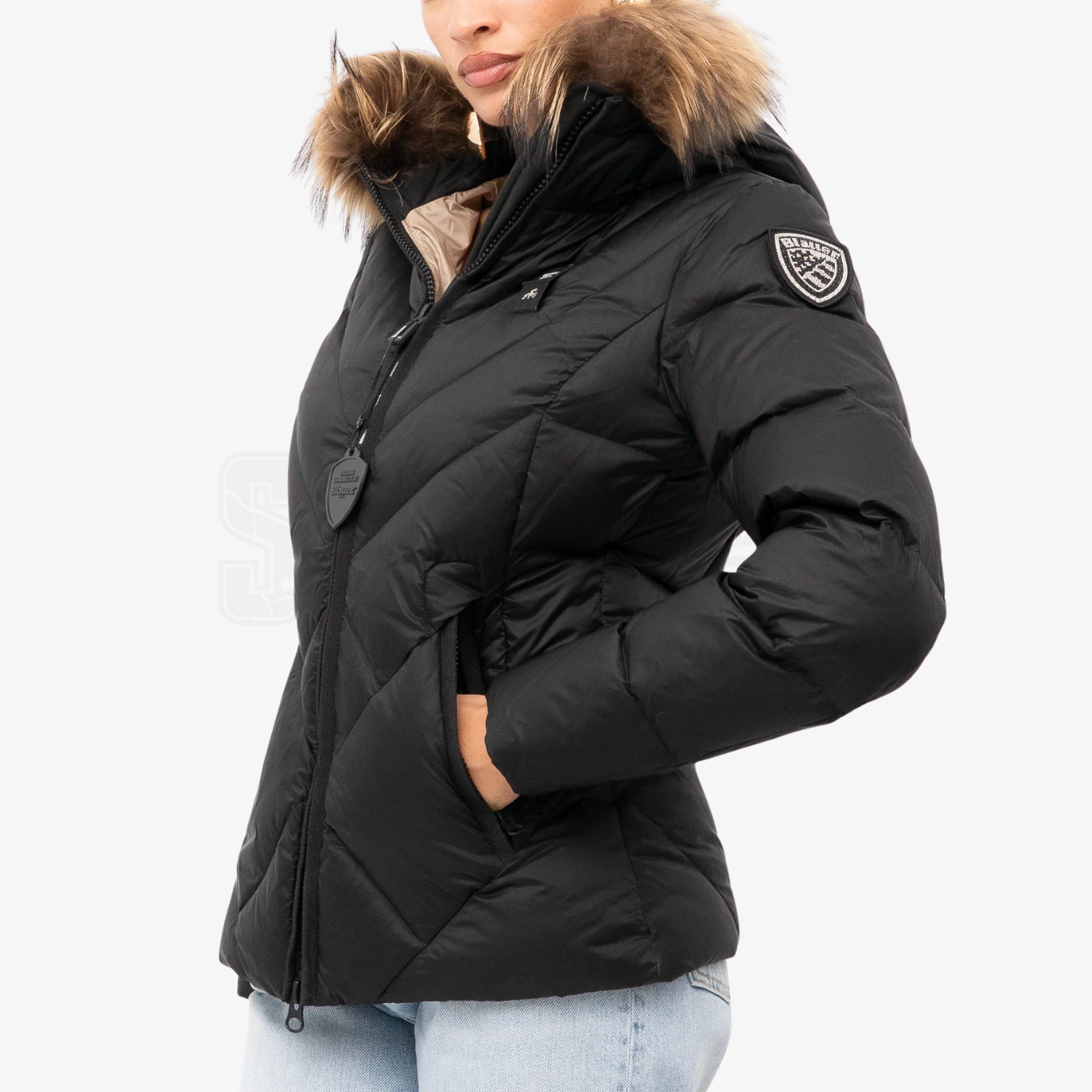 PIUMINO BLAUER ALICIA 3QUARTI IMB. PIUMA CON PELO TRAMA SLIM