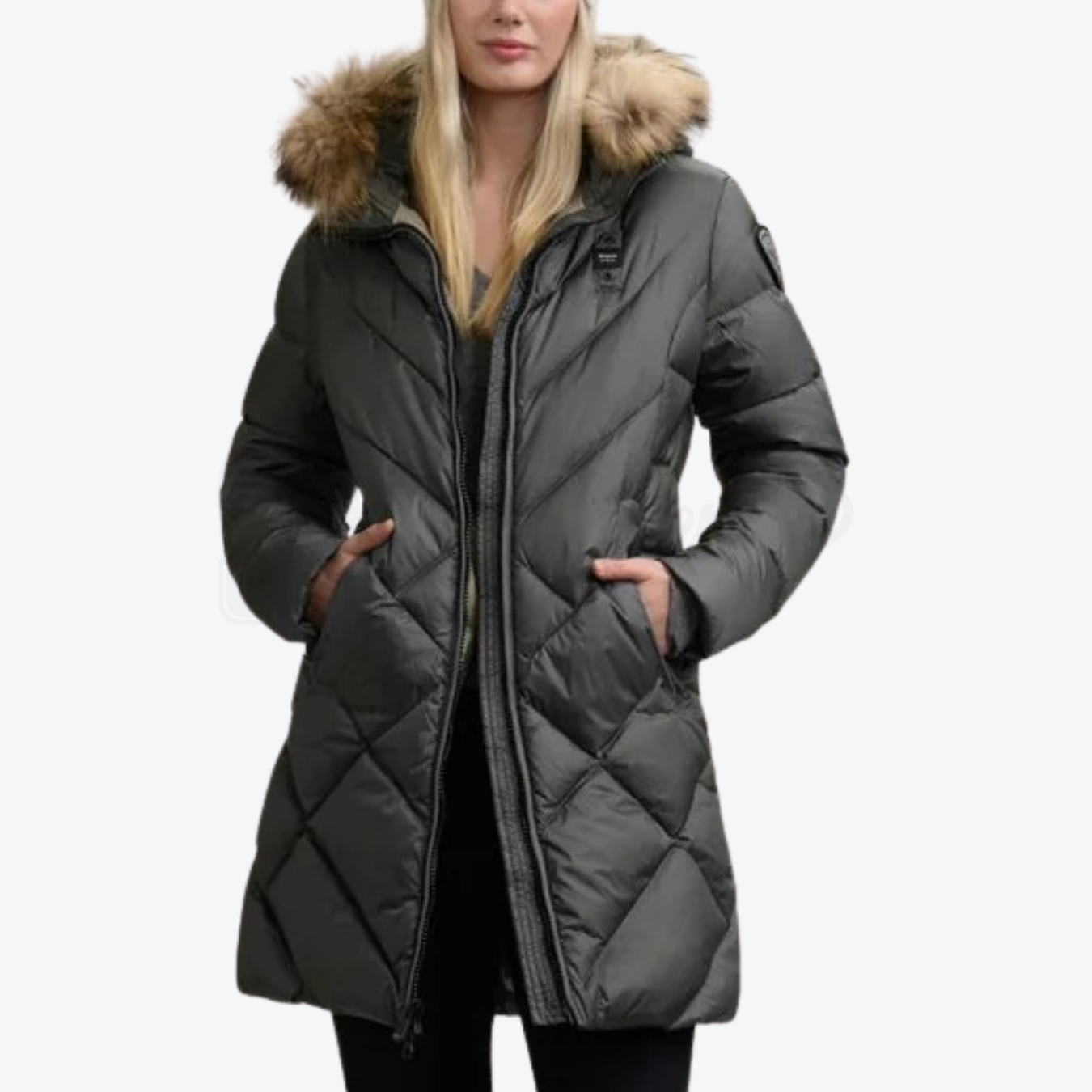 PIUMINO LUNGO BLAUER ALTHEA IMB. PIUMA CON PELO TRAMA SLIM