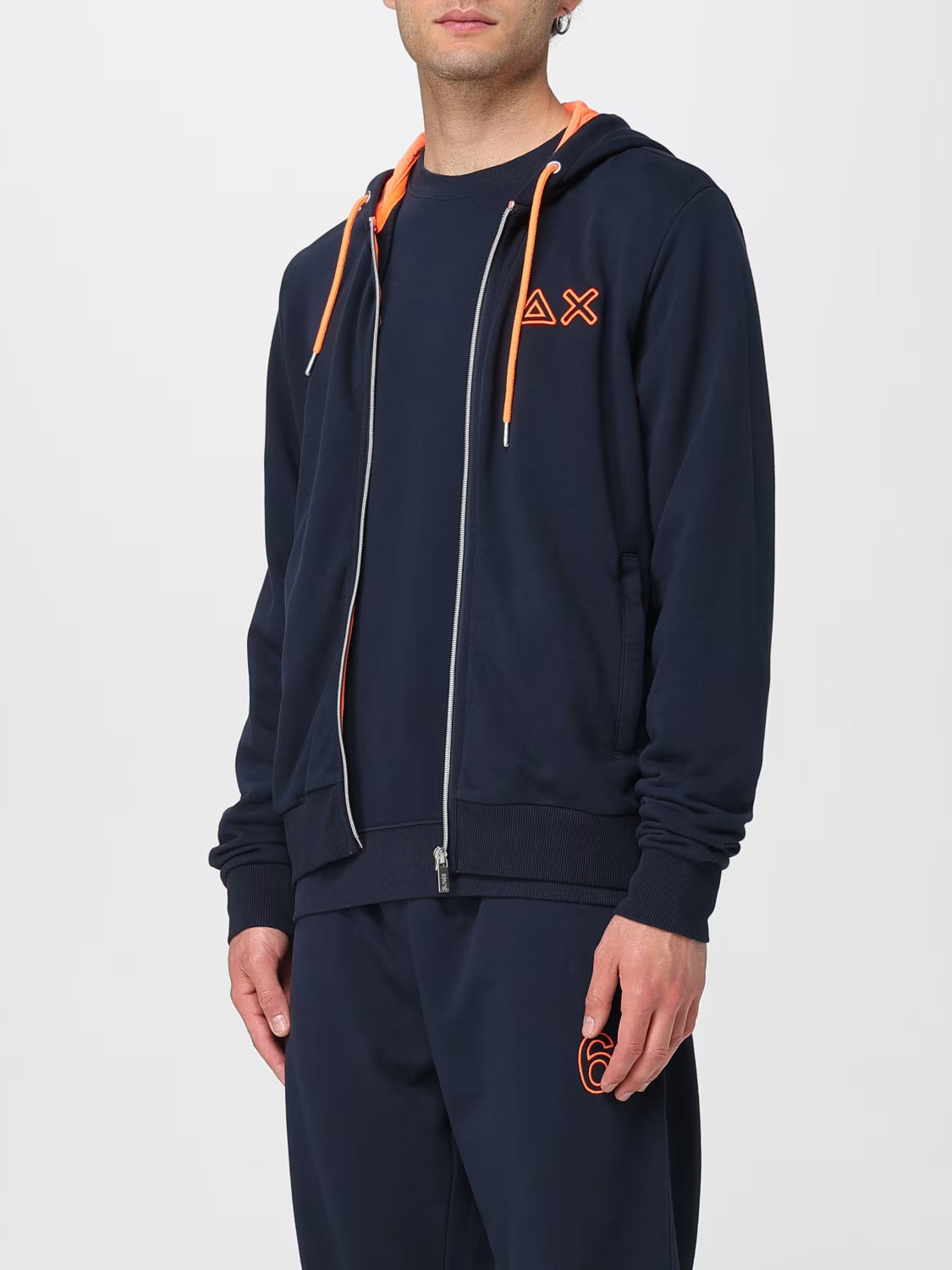 FELPA SUN68 ZIP CAPPUCCIO BIG LOGO FLUO FLEECE