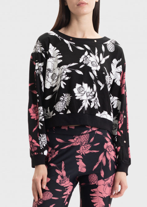 FELPA LIUJO CHIUSA CON BORCHIE CROP FLOWERS