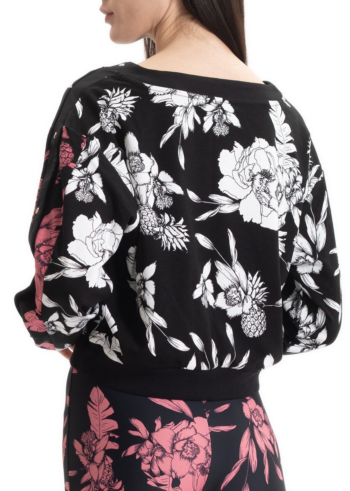 FELPA LIUJO CHIUSA CON BORCHIE CROP FLOWERS