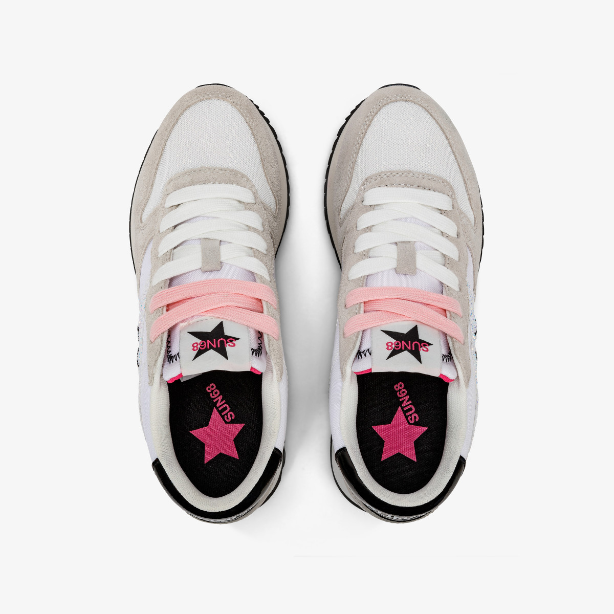 SCARPE SUN68 STARGIRL GLITTER LOGO BIANCO