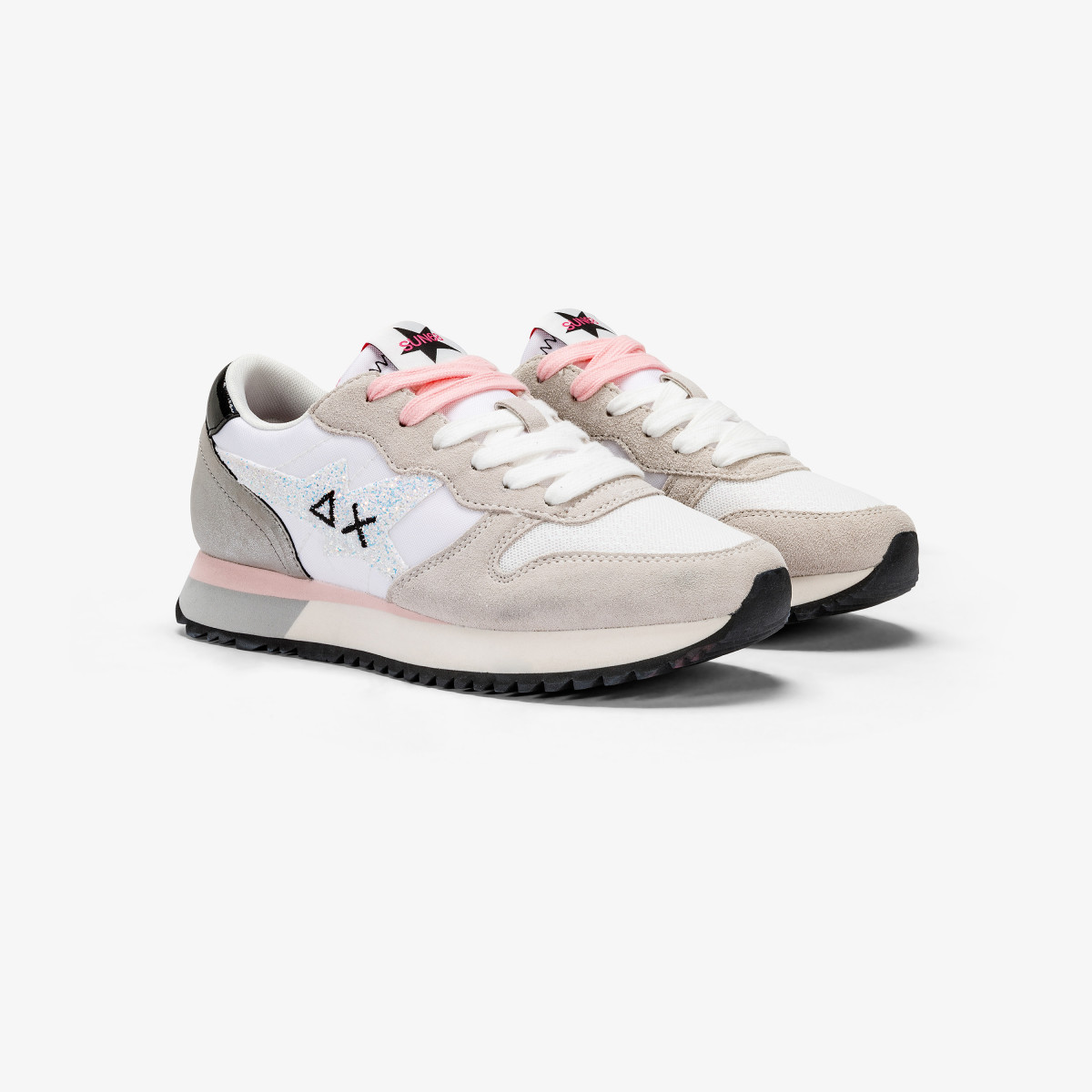 SCARPE SUN68 STARGIRL GLITTER LOGO BIANCO